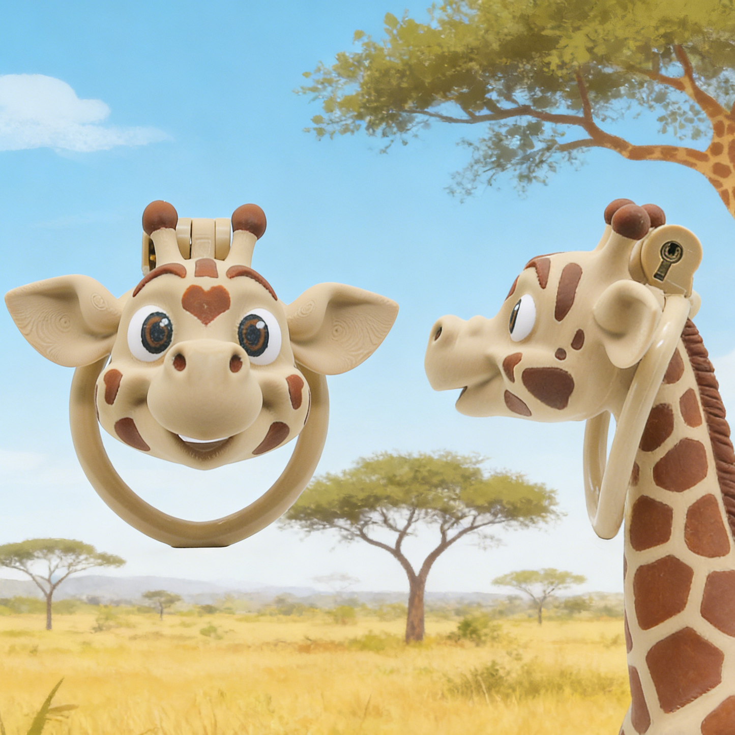 Giraffe Head 3D Chastity Cage