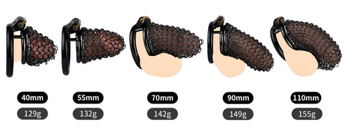 Black Soft Metal Mesh Chastity Cage - 70mm/2.76"