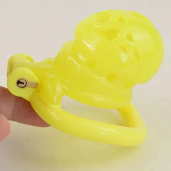 Tiny Plastic Chastity Cage with 4 Penis Rings - Short/Long Cage Sizes and MultiColors