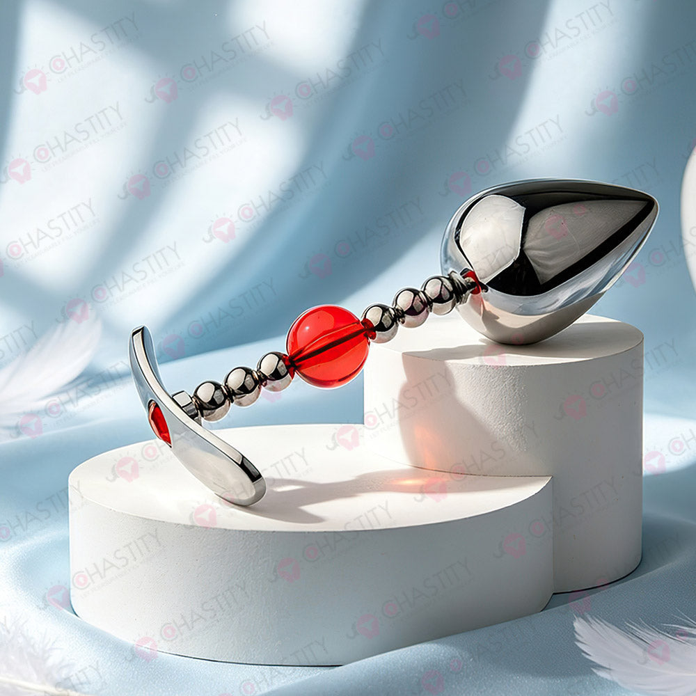 Flexible Beaded Metal Jewel Butt Plug