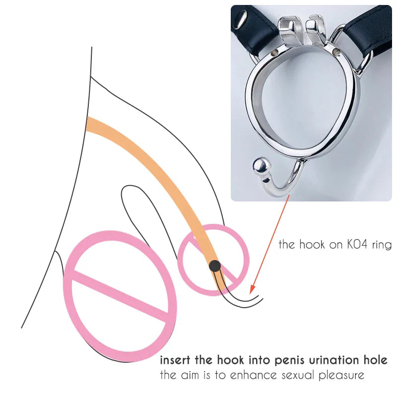 Spiked Chastity Cage For Men with Straps