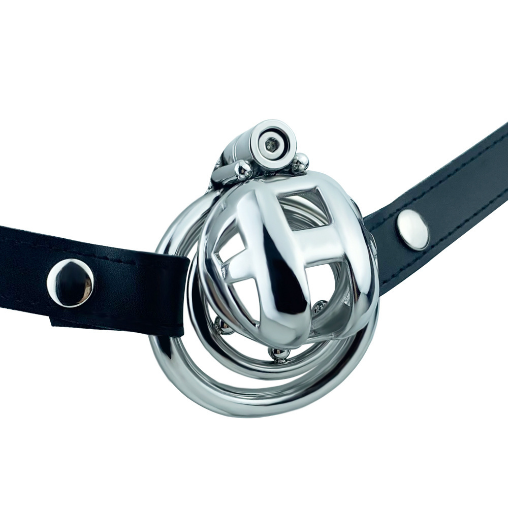 Metal Mamba Cobra Chastity Cage with Spiked Ring