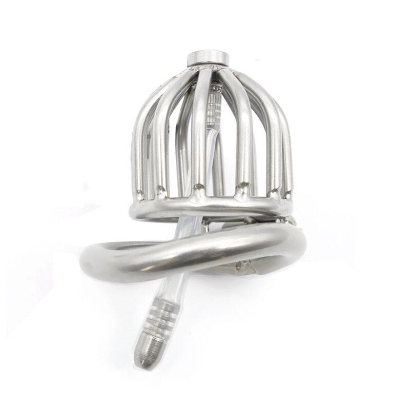 Small Metal Chastity Cock Cage with Catheter