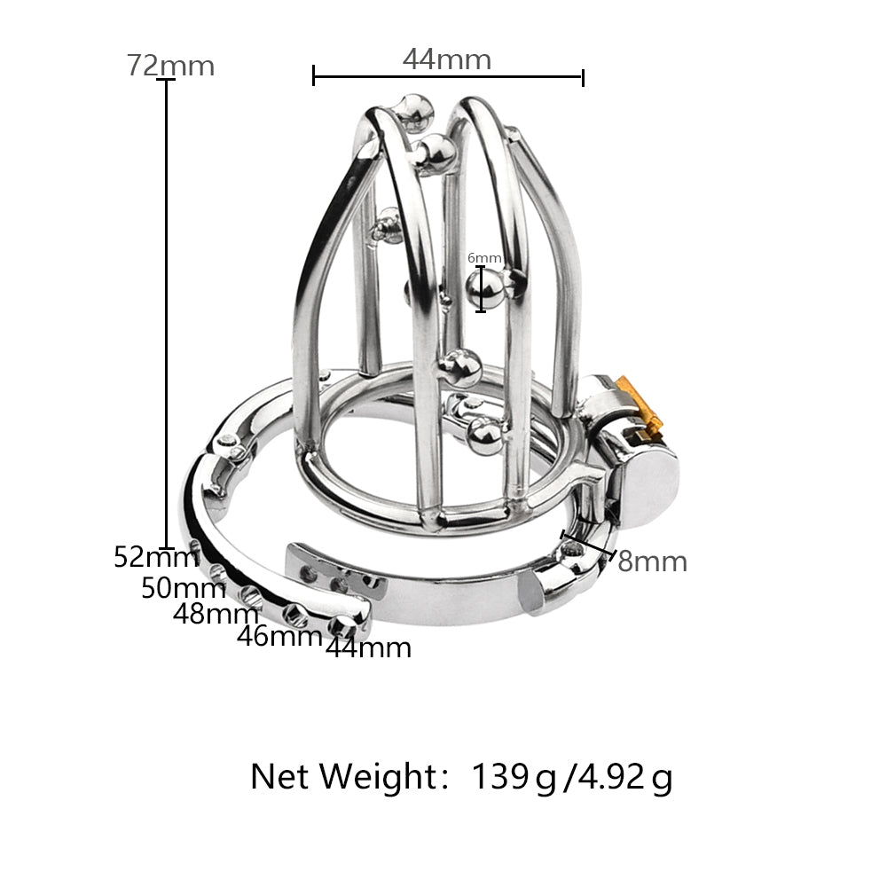 Adjustable Chastity Cage with Beads -4