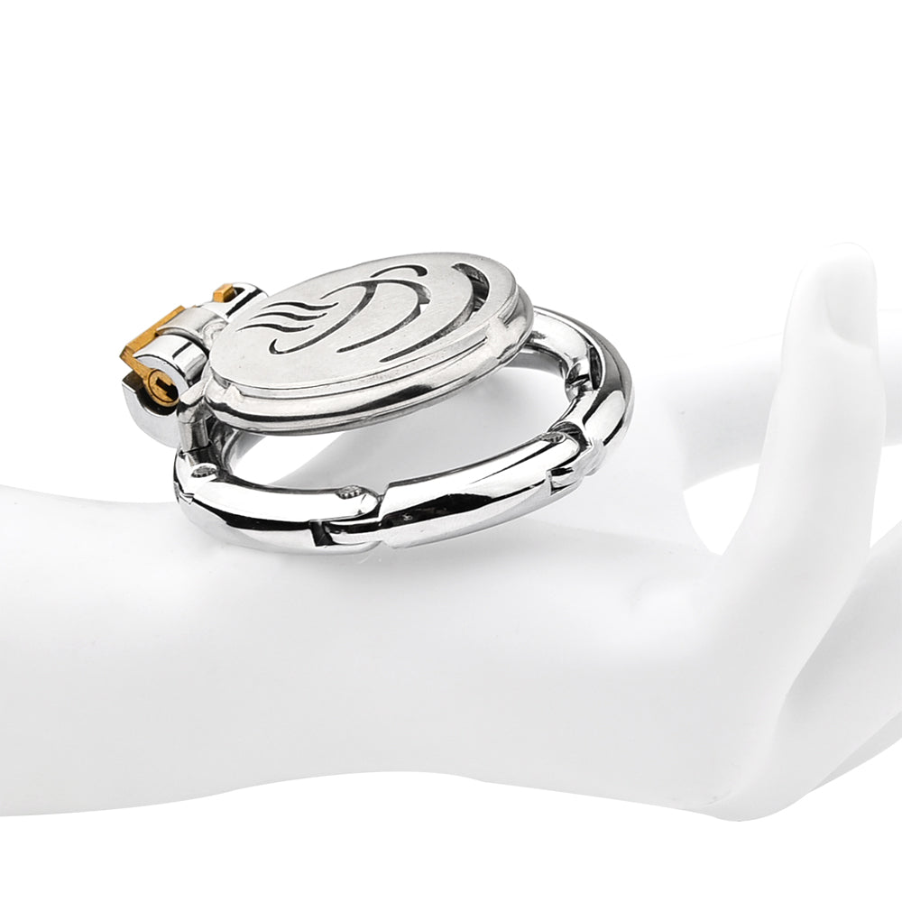 Coffee Pattern Flat Adjustable Chastity Cage 4