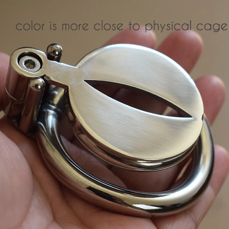 Super Small Flat Chastity Cage with Metal Urethral Tube and PU Belt