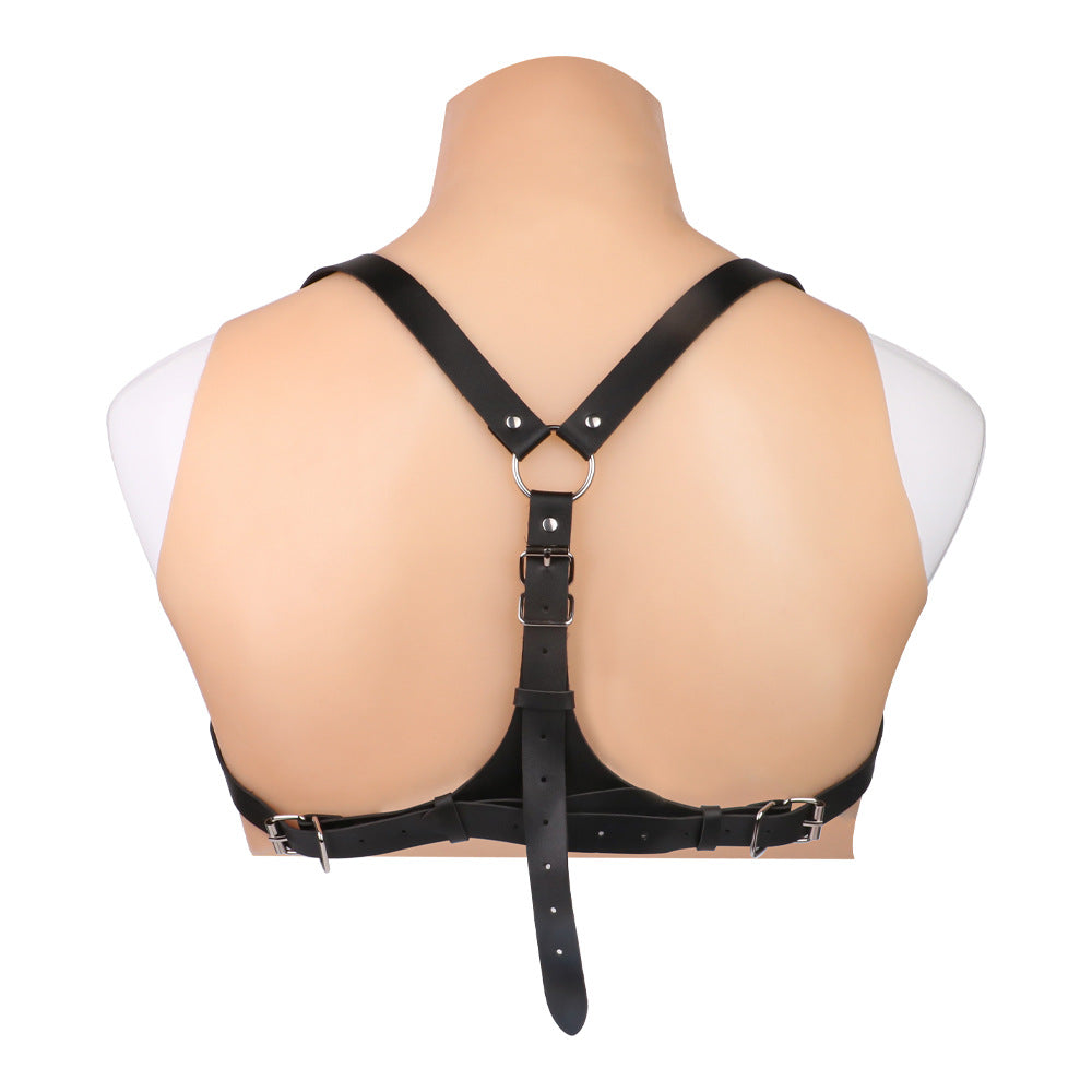 PU Leather Kinky Bondage Bra with Spiked Stud Design