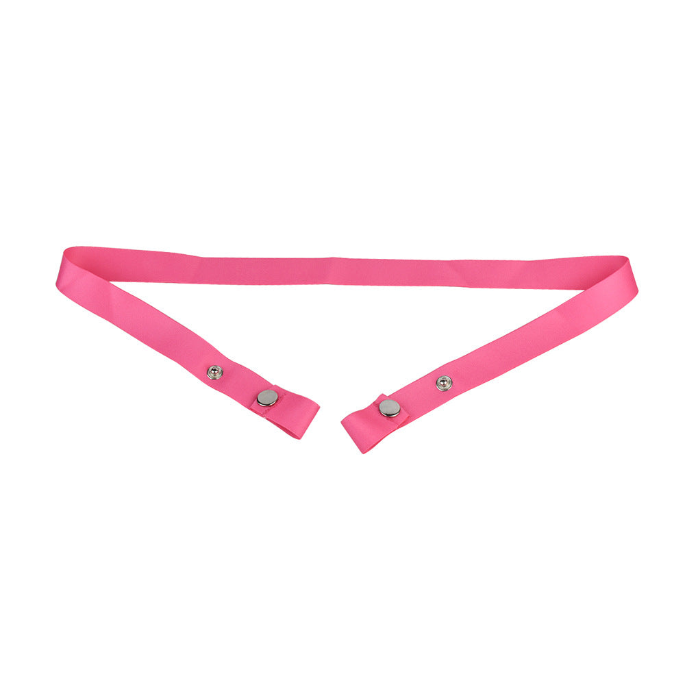 Discreet Flat Chastity Cage with Metal Catheter and Nylon Belt - Pink