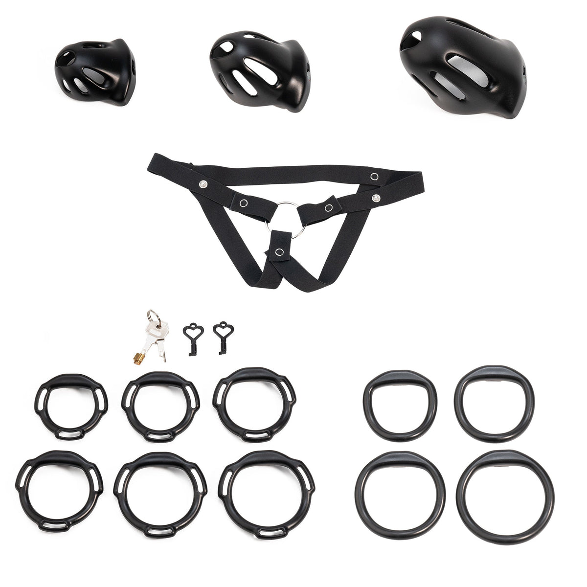 Oval ventilated cage configuration 20 and included accessories