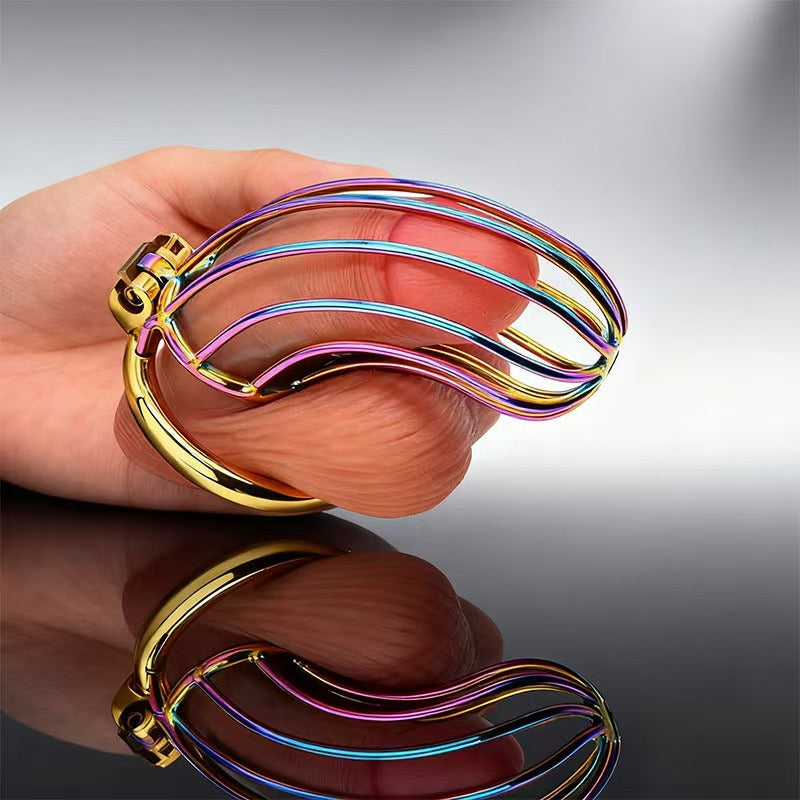 Rainbow Long Banana Chastity Cage 6