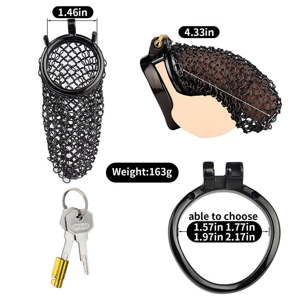 Black Soft Metal Mesh Chastity Cage - 110mm/4.33"