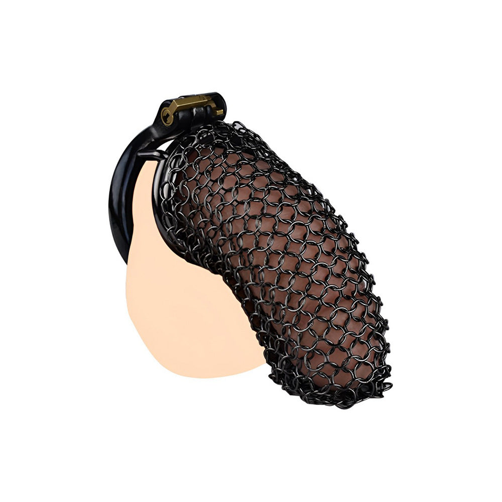 Black Soft Metal Mesh Chastity Cage - 110mm/4.33"