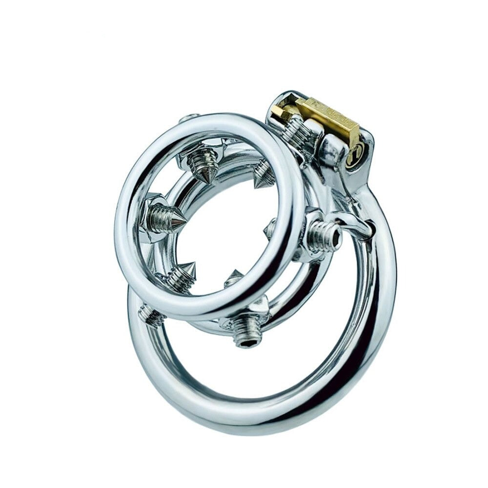 Flat Spiked Chastity Cage With Rivets