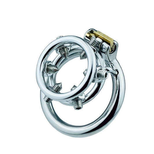 Flat Spiked Chastity Cage With Rivets