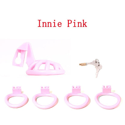 Negative Sissy Chastity Cage With 4 Base Ring