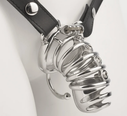 Spiked Chastity Cage For Men with Straps