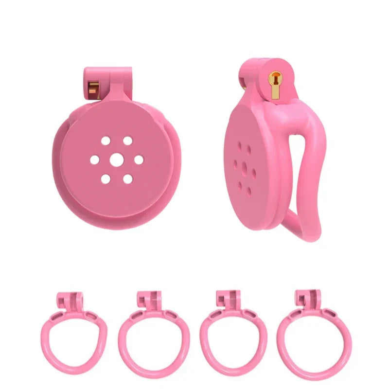 Pink Flat Gatling Chastity Cage