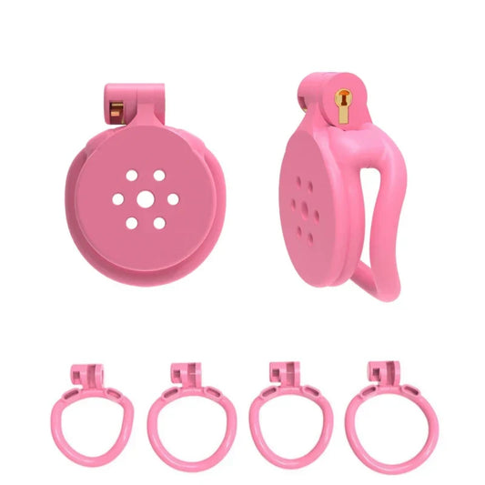 Pink Flat Gatling Chastity Cage