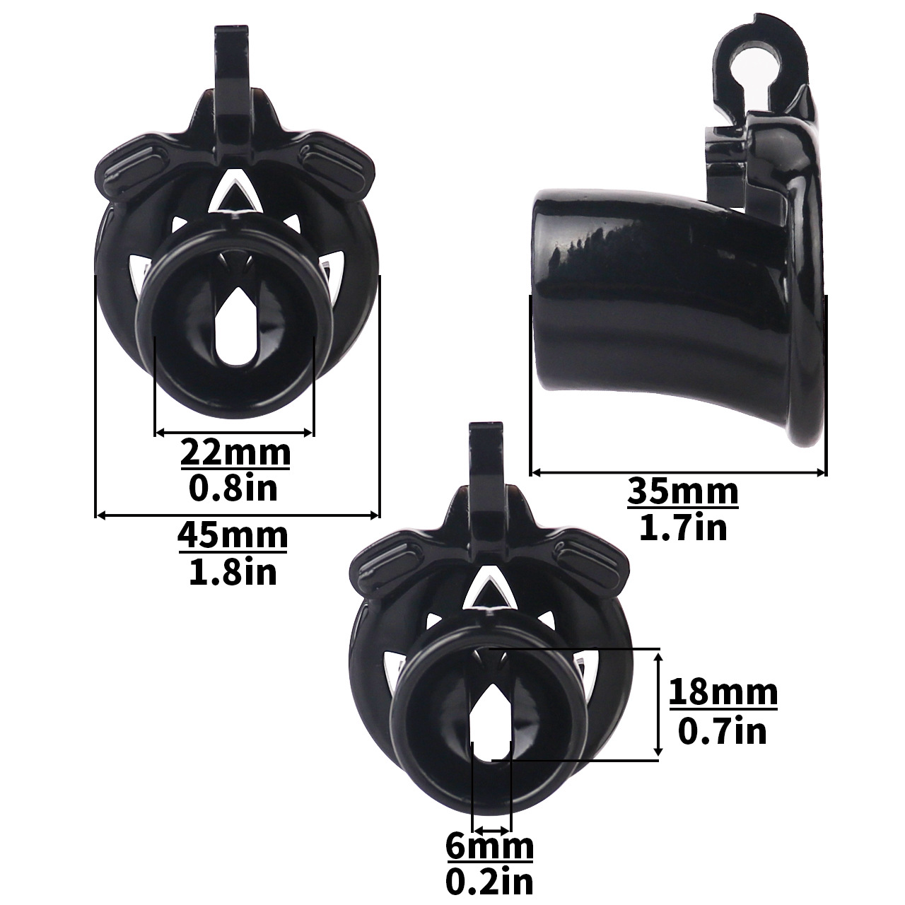 Inverted Micro Chastity Cage with Maple Leaf – Black, White, or Pink