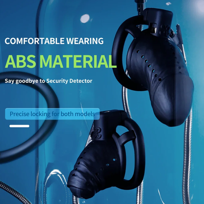 Lightweight Realistic Black Cock Cage Set - 3 Base Rings Included