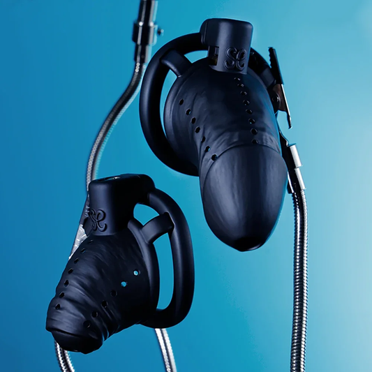 Lightweight Realistic Black Cock Cage Set - 3 Base Rings Included