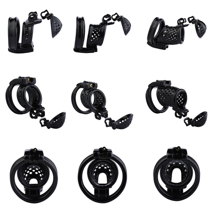 Double Locked 3D Printed Black Chastity Cage with Removable Cap