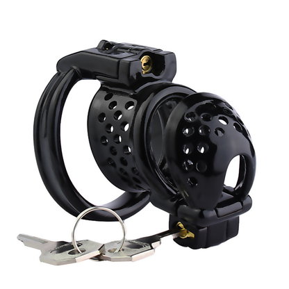 Double Locked 3D Printed Black Chastity Cage with Removable Cap