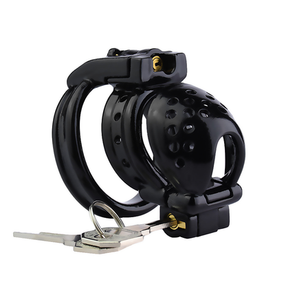 Double Locked 3D Printed Black Chastity Cage with Removable Cap