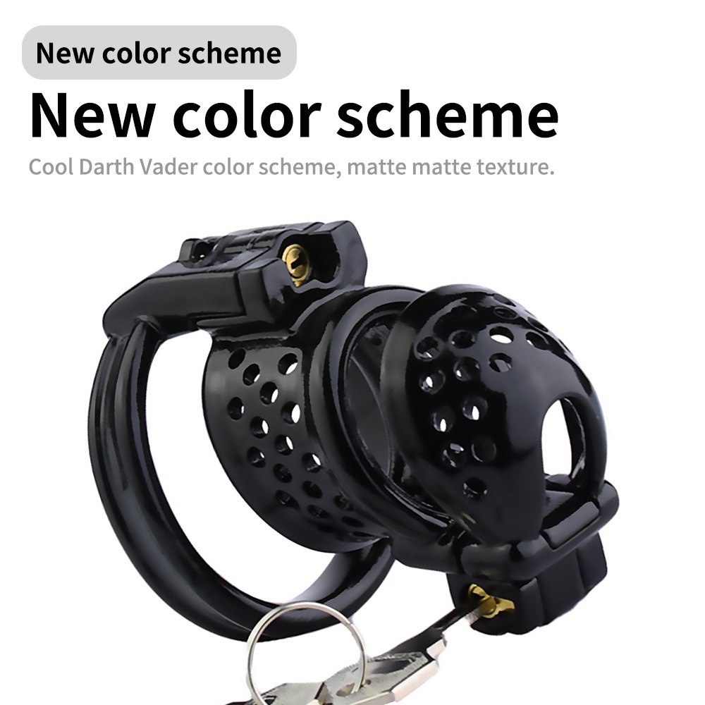 Double Locked 3D Printed Black Chastity Cage with Removable Cap