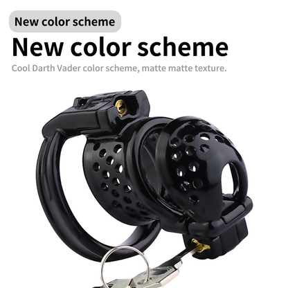 Double Locked 3D Printed Black Chastity Cage with Removable Cap