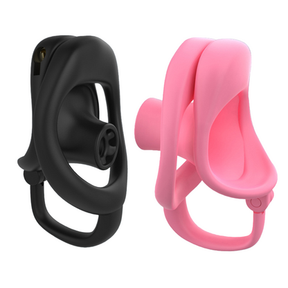 Resin Inverted Locking Cock Cage – Black/Pink