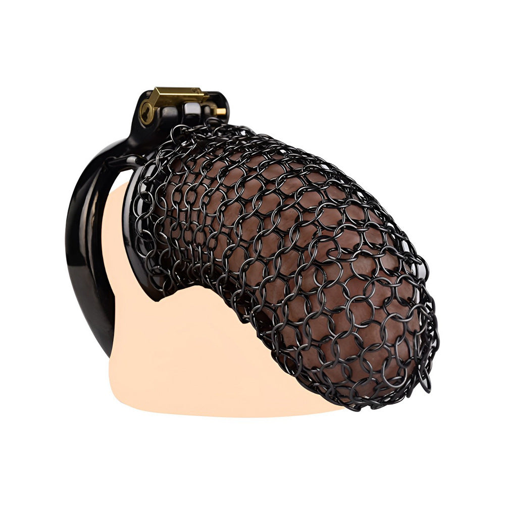 Black Soft Metal Mesh Chastity Cage - 90mm/3.54"