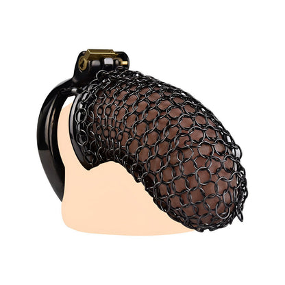 Black Soft Metal Mesh Chastity Cage - 90mm/3.54"