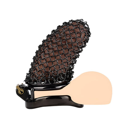 Black Soft Metal Mesh Chastity Cage - 90mm/3.54"