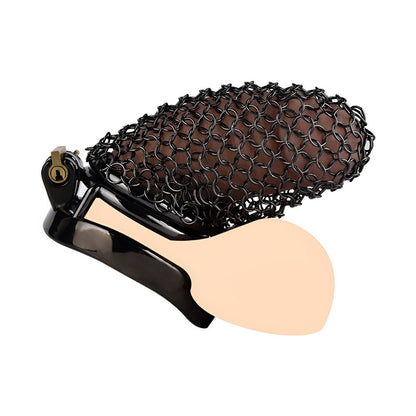 Black Soft Metal Mesh Chastity Cage - 90mm/3.54"