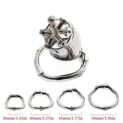 Metal Spiked Chastity Cage with Hinged Ring