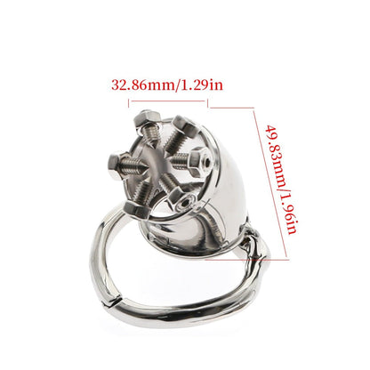 Metal Spiked Chastity Cage with Hinged Ring