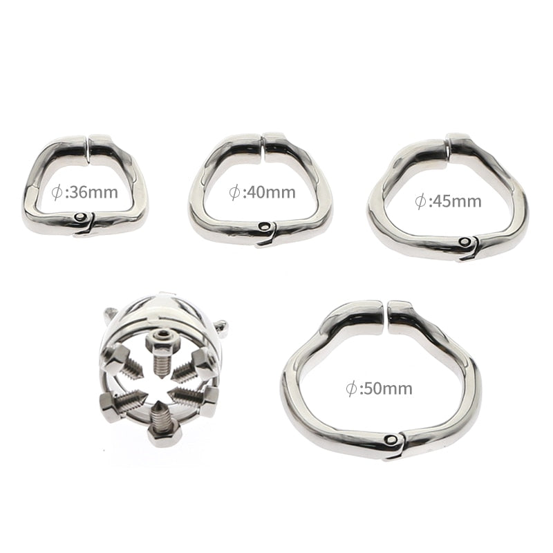 Metal Spiked Chastity Cage with Hinged Ring