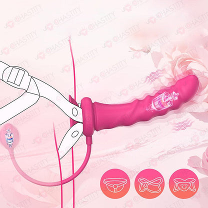 App Controlled Pink Vibrating Dildo (With Butt Plug)