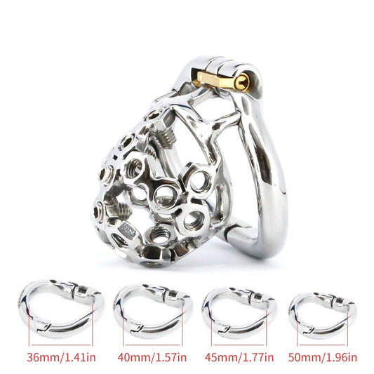 Spiked Chastity Cage For Men with Opening Ring