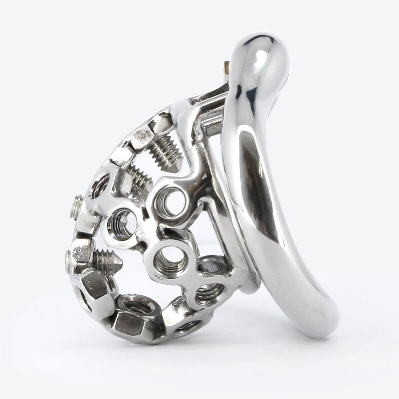 Spiked Chastity Cage For Men with Opening Ring