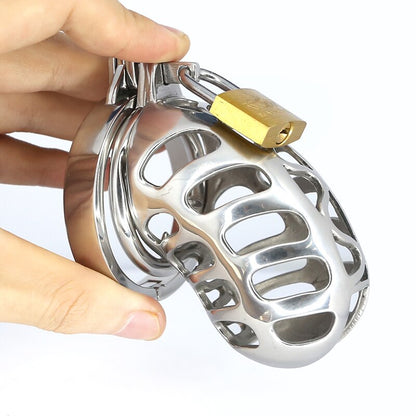 Metal Cock Cage with Spiked Penis Ring