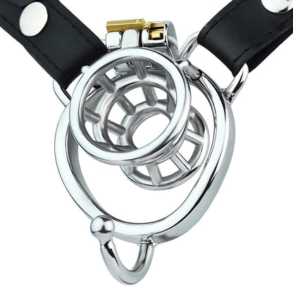Breathable Metal Negative Inverted Chastity Cage with PU Strap