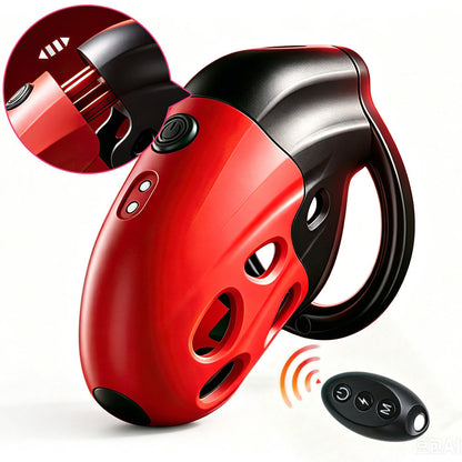 LOCKINK Crimson Snake Retractable Electro Shock & Vibrating High-Tech Chastity Cage