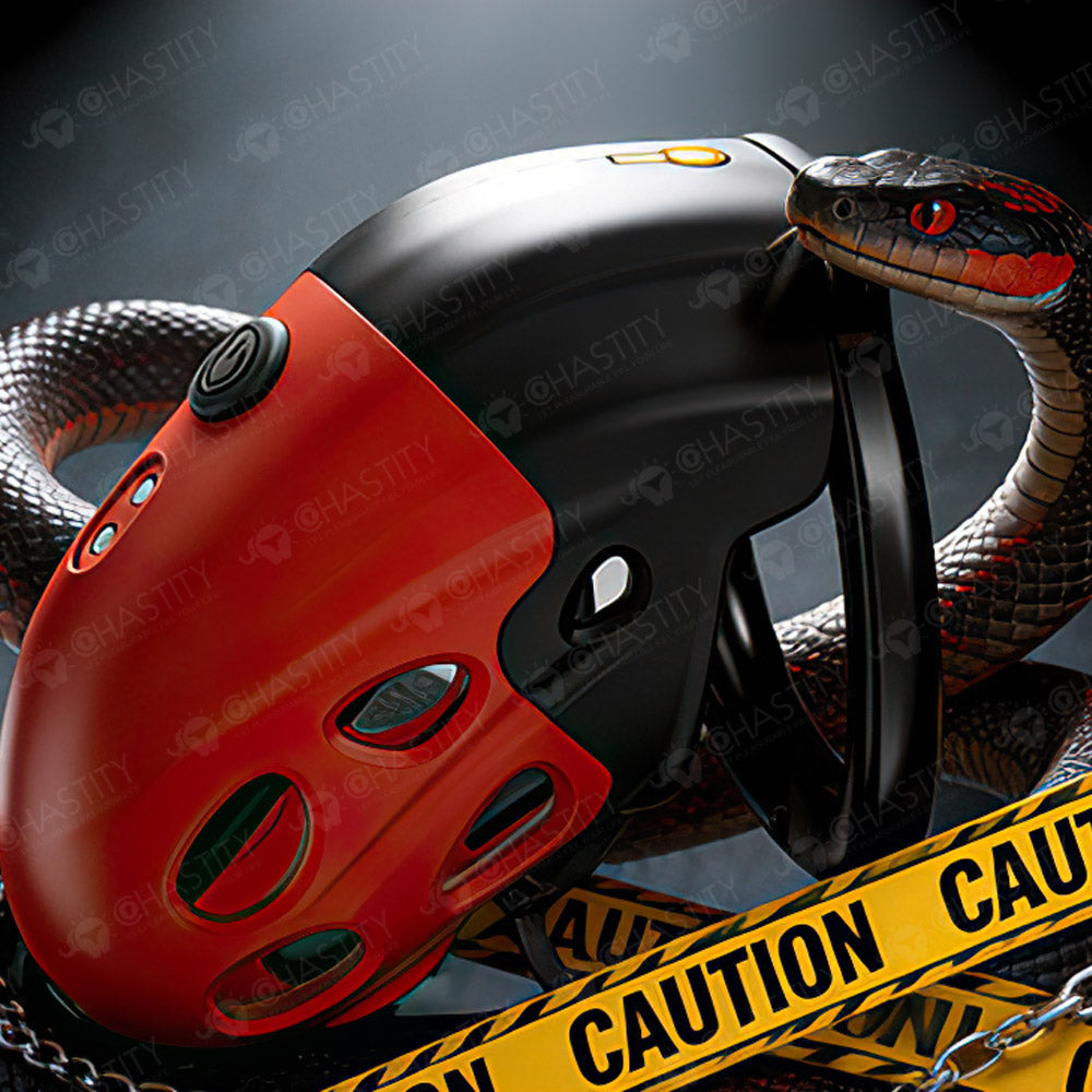 LOCKINK Crimson Snake Retractable Electro Shock & Vibrating High-Tech Chastity Cage