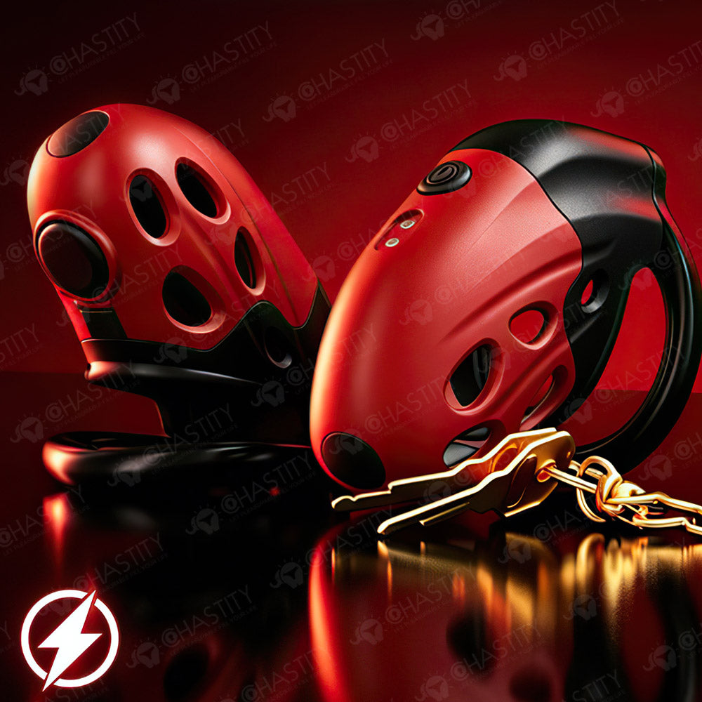 LOCKINK Crimson Snake Retractable Electro Shock & Vibrating High-Tech Chastity Cage