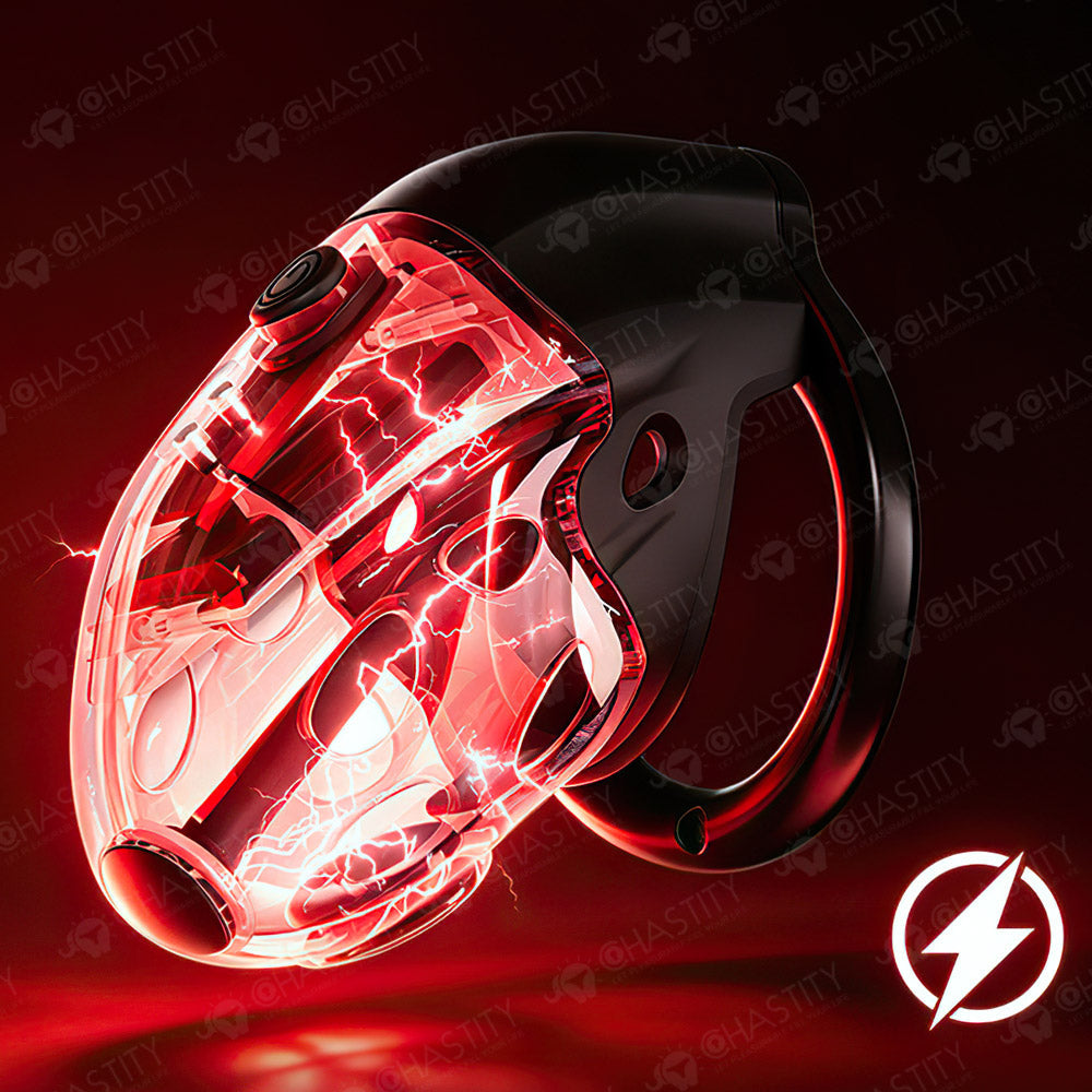 LOCKINK Crimson Snake Retractable Electro Shock & Vibrating High-Tech Chastity Cage