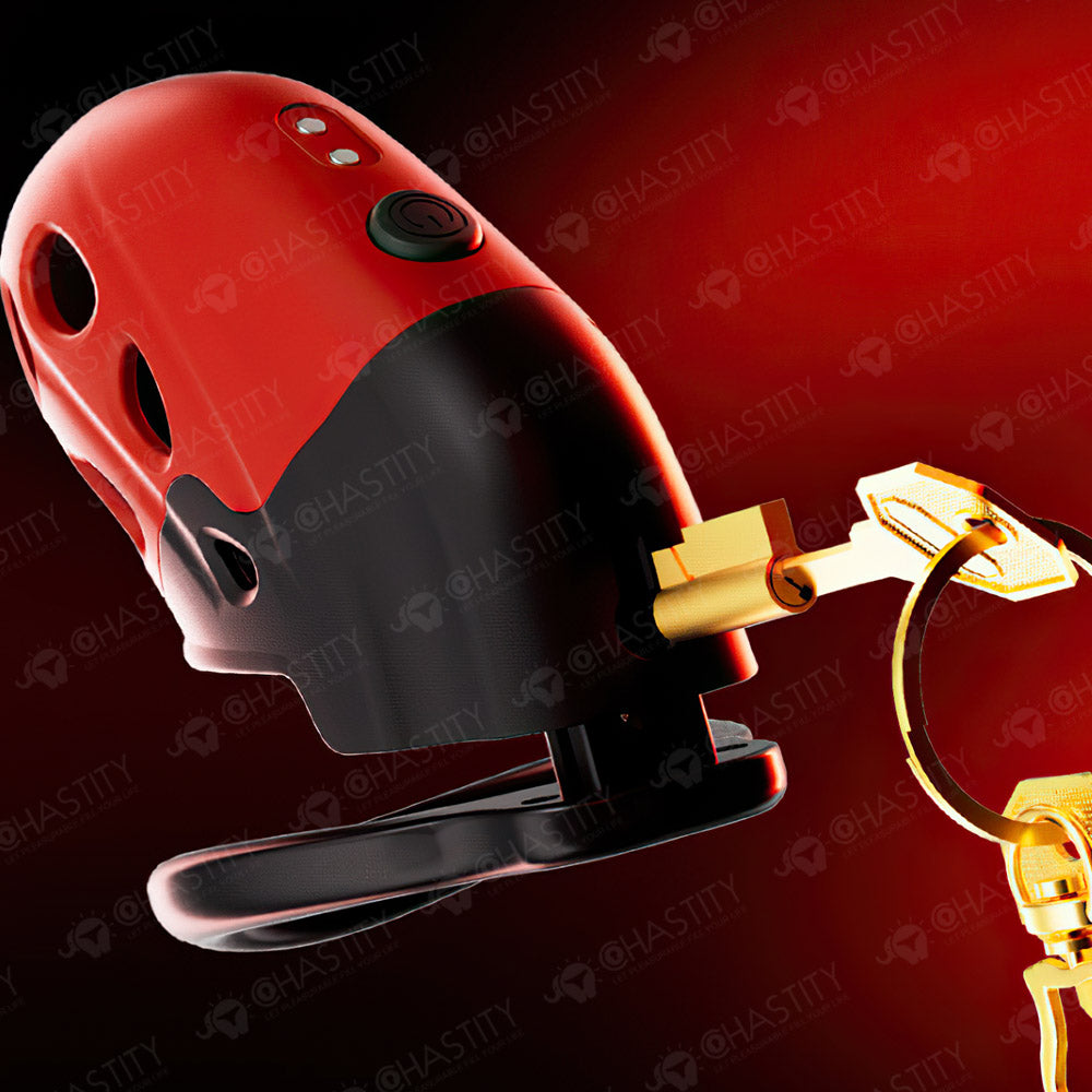LOCKINK Crimson Snake Retractable Electro Shock & Vibrating High-Tech Chastity Cage