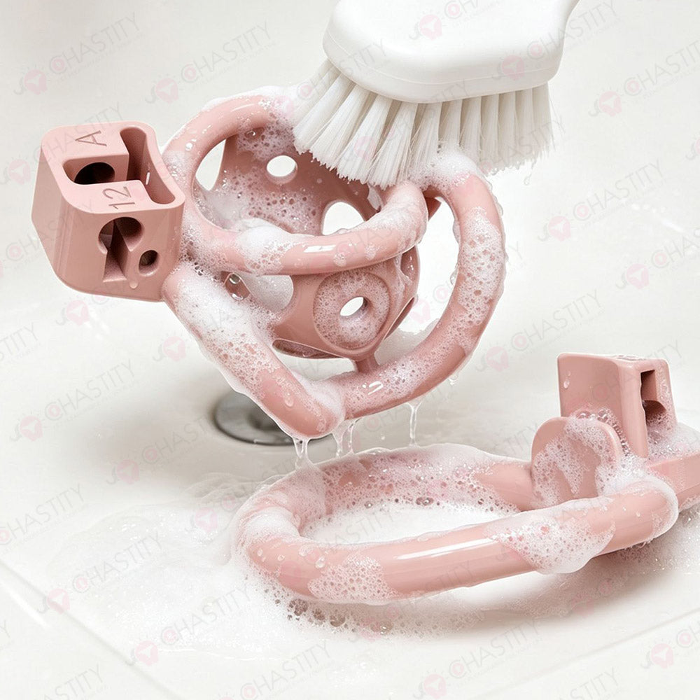 Double Bar Chastity Cage with Detachable Silicone Studs