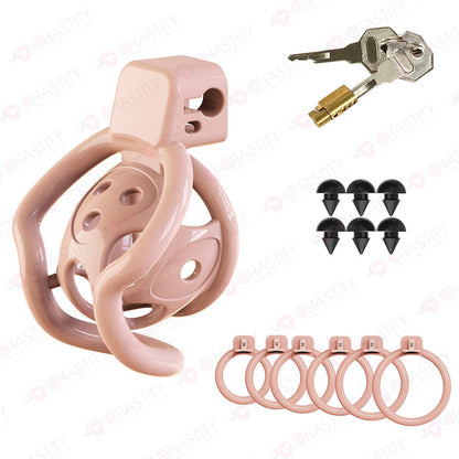 Double Bar Chastity Cage with Detachable Silicone Studs
